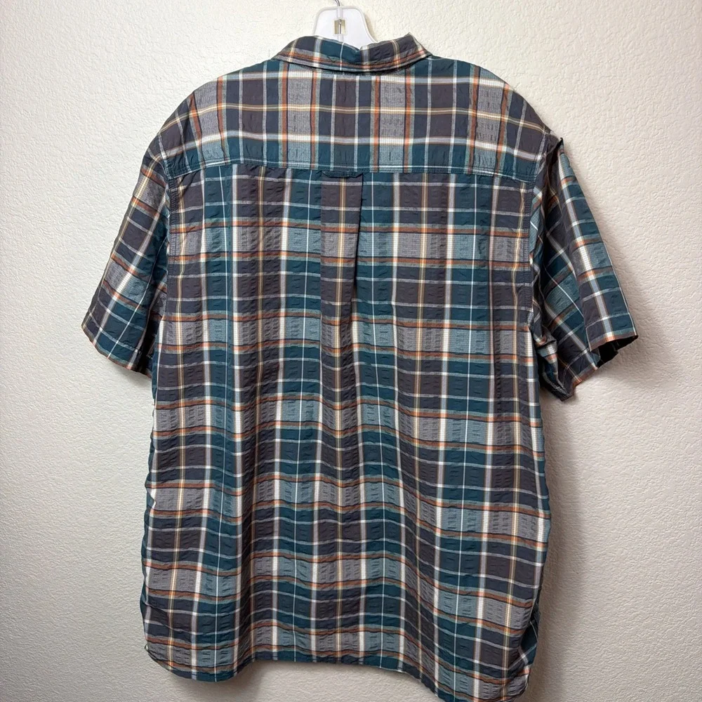The North Face Mens XXL Plaid Button Shirt Short Sleeve Nylon Blend Outdoor CXD2